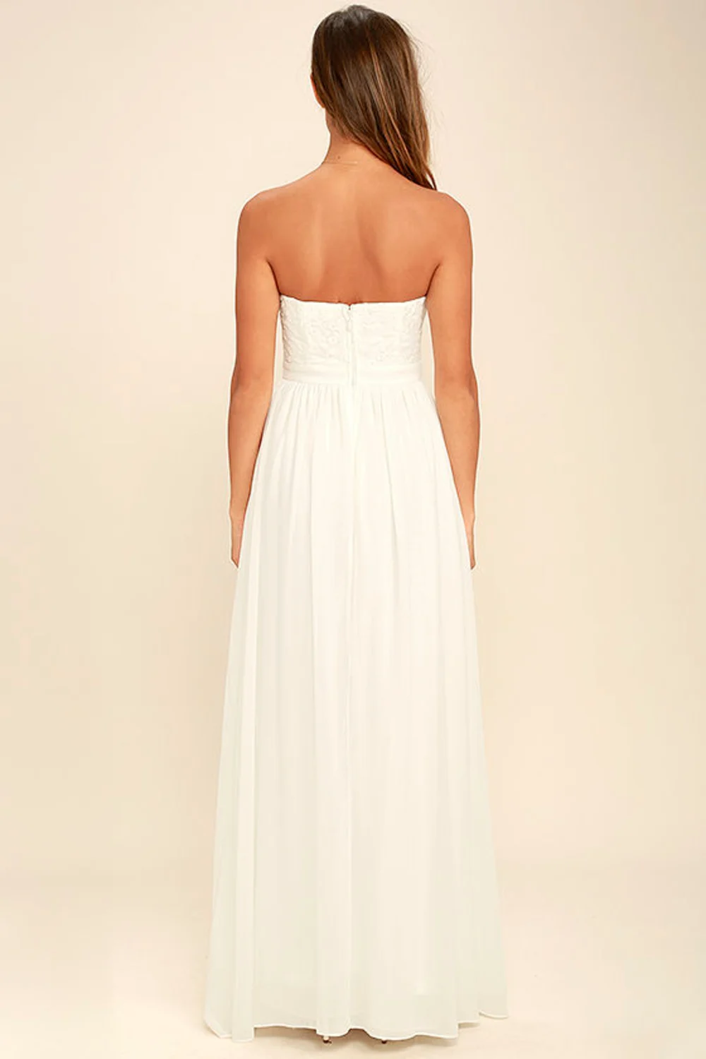 Strapless Embroidered Maxi Dress