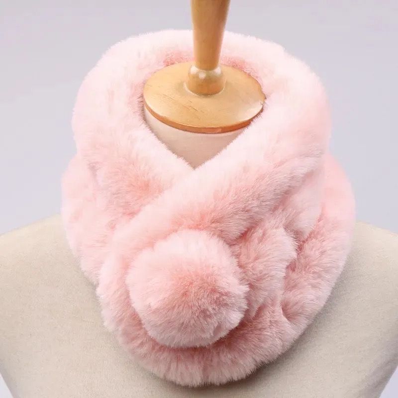 pink Fur Winter Scarf